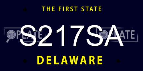 S217SA Delaware License Plate