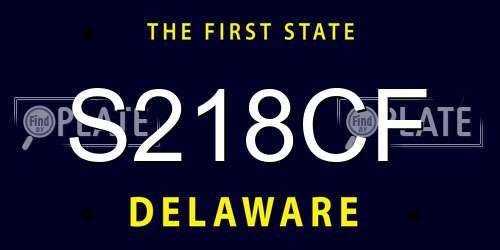 S218CF Delaware License Plate
