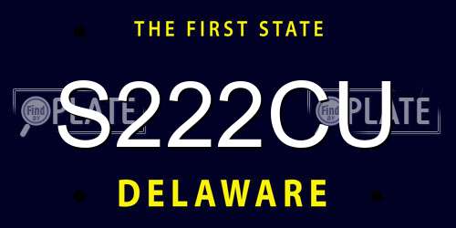 S222CU Delaware License Plate