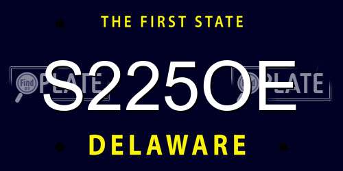 S225OE Delaware License Plate