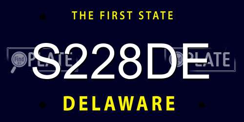 S228DE Delaware License Plate