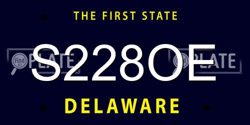 S228OE Delaware License Plate