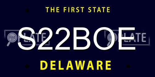 S22BOE Delaware License Plate