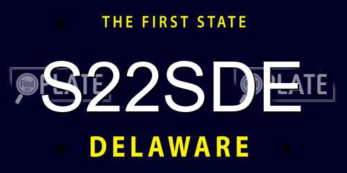 S22SDE Delaware License Plate