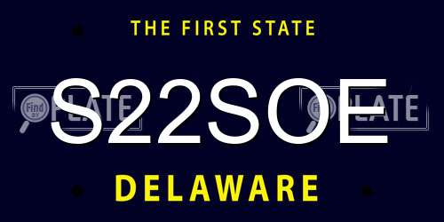S22SOE Delaware License Plate
