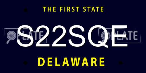 S22SQE Delaware License Plate
