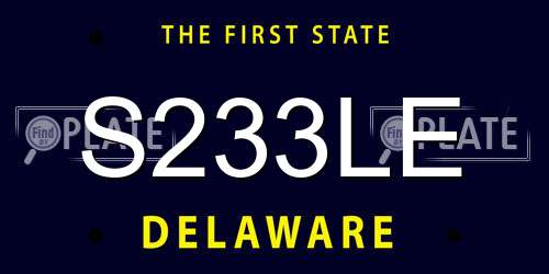 S233LE Delaware License Plate