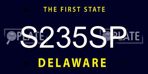 S235SP Delaware License Plate