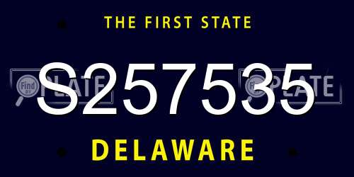 S257535 Delaware License Plate