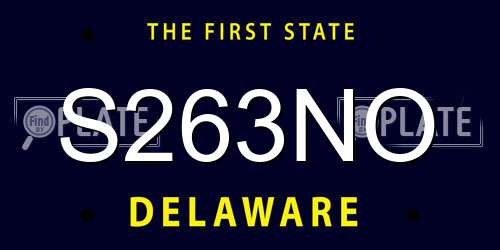 S263NO Delaware License Plate