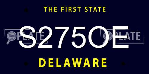 S275OE Delaware License Plate