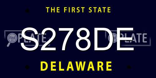 S278DE Delaware License Plate