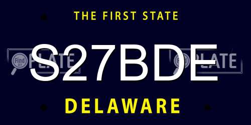 S27BDE Delaware License Plate