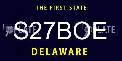 S27BOE Delaware License Plate