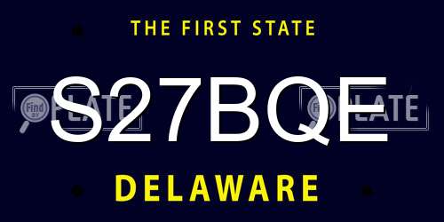 S27BQE Delaware License Plate