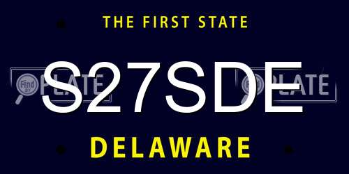 S27SDE Delaware License Plate