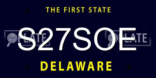 S27SOE Delaware License Plate
