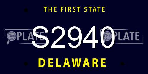 S2940 Delaware License Plate