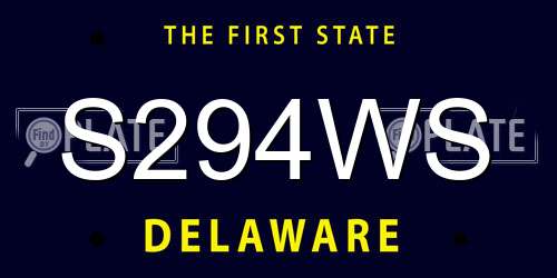 S294WS Delaware License Plate