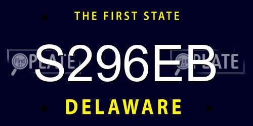 S296EB Delaware License Plate
