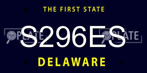 S296ES Delaware License Plate