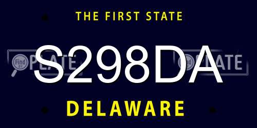 S298DA Delaware License Plate