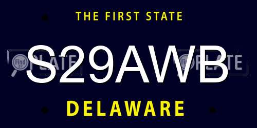 S29AWB Delaware License Plate