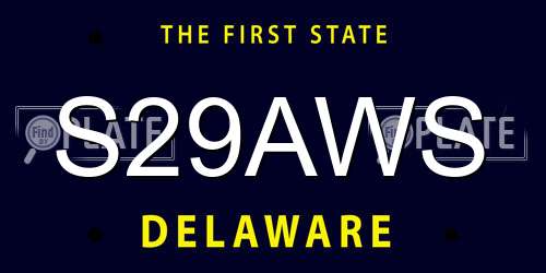 S29AWS Delaware License Plate