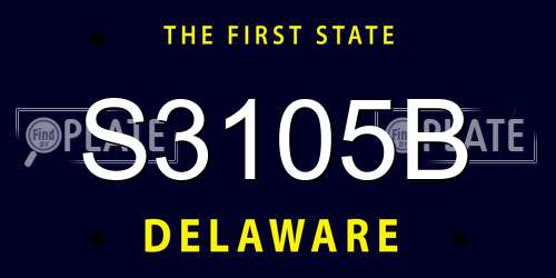 S3105B Delaware License Plate