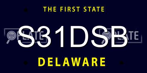S31DSB Delaware License Plate