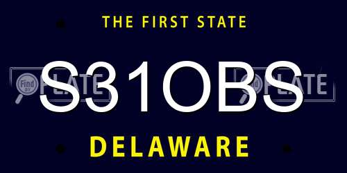 S31OBS Delaware License Plate