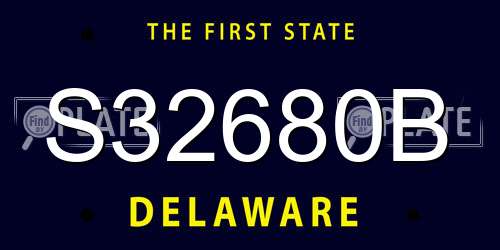 S32680B Delaware License Plate