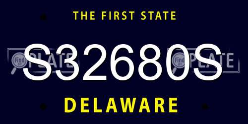 S32680S Delaware License Plate