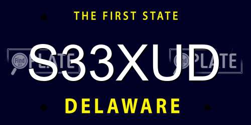 S33XUD Delaware License Plate