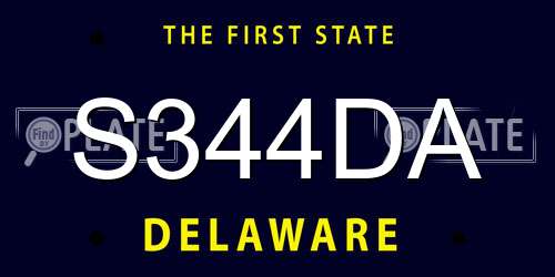 S344DA Delaware License Plate