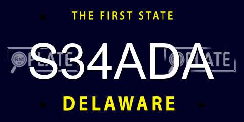 S34ADA Delaware License Plate