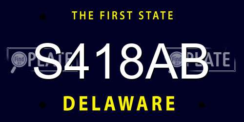 S418AB Delaware License Plate