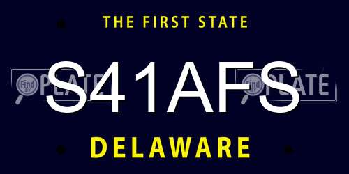 S41AFS Delaware License Plate