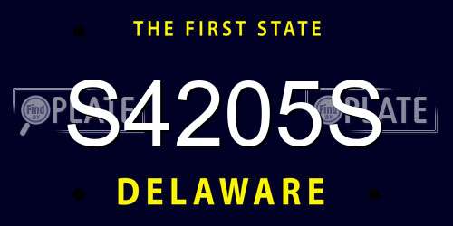 S4205S Delaware License Plate