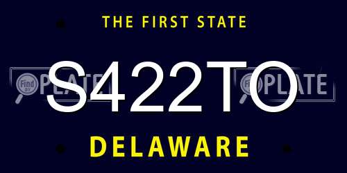 S422TO Delaware License Plate
