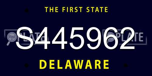 S445962 Delaware License Plate