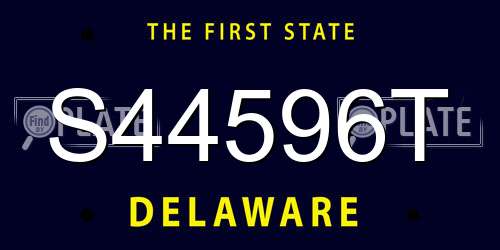 S44596T Delaware License Plate