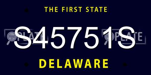 S45751S Delaware License Plate