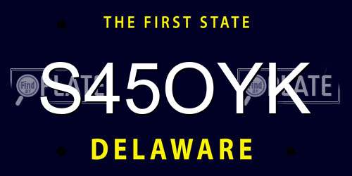 S45OYK Delaware License Plate