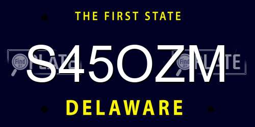 S45OZM Delaware License Plate