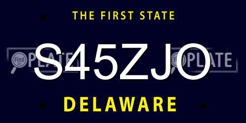 S45ZJO Delaware License Plate