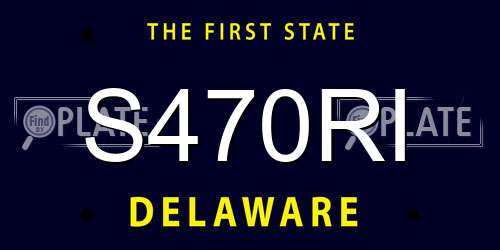 S470RI Delaware License Plate