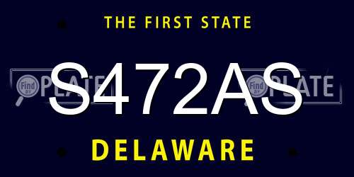 S472AS Delaware License Plate