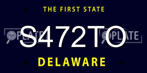 S472TO Delaware License Plate