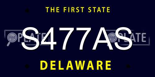 S477AS Delaware License Plate